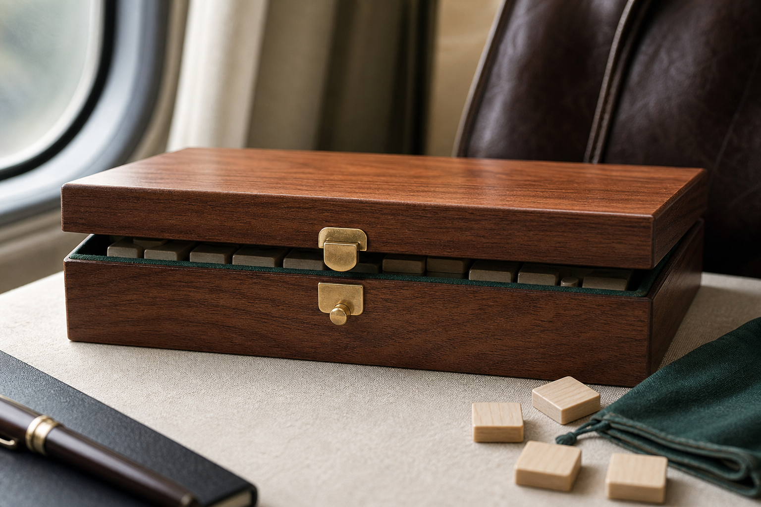Wooden deluxe folding travel word game case